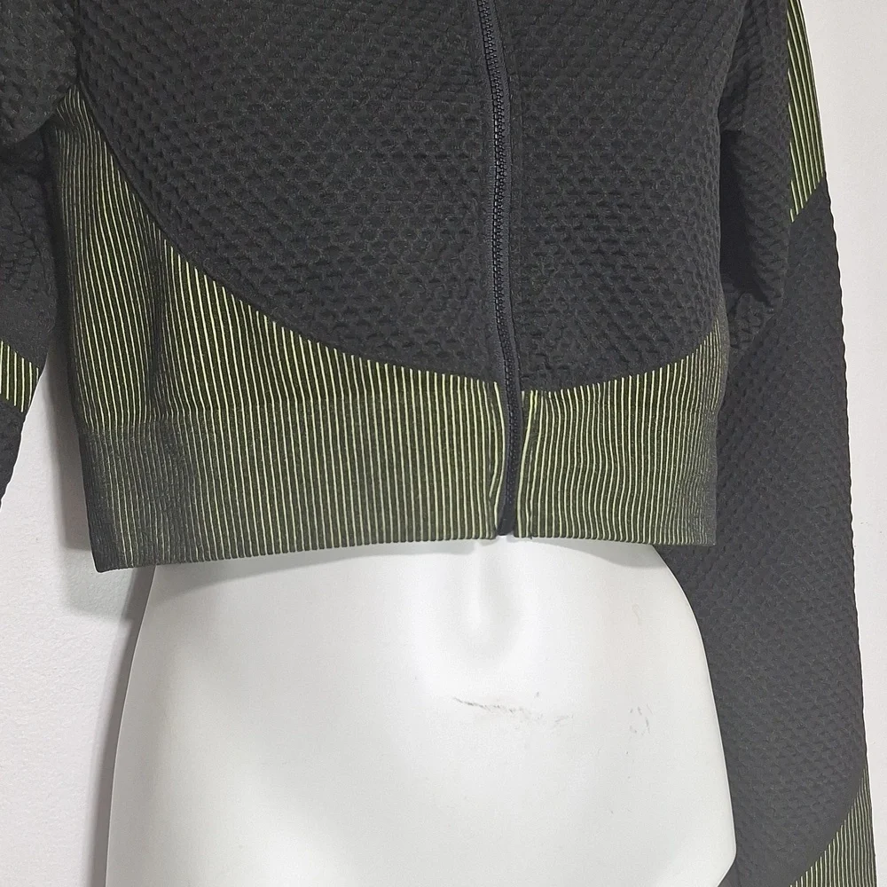 New Mix Zip Up Crop Jacket Green Black